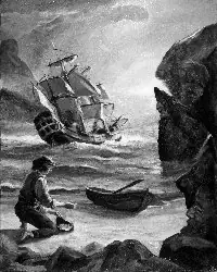 Illustration de la légende « Les vaisseaux fantômes », par Serge Robert